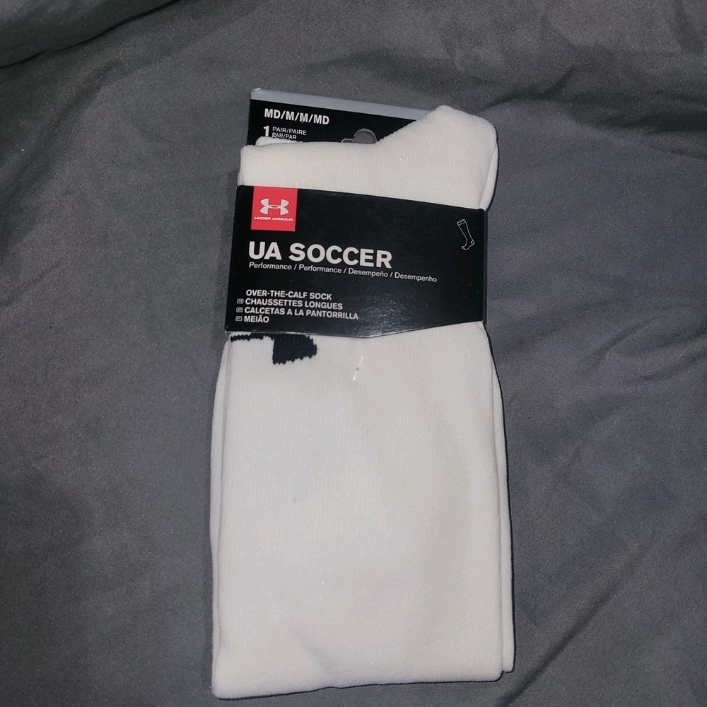 Under Armour Soccer Socks Size Medium White New with Tags Adults